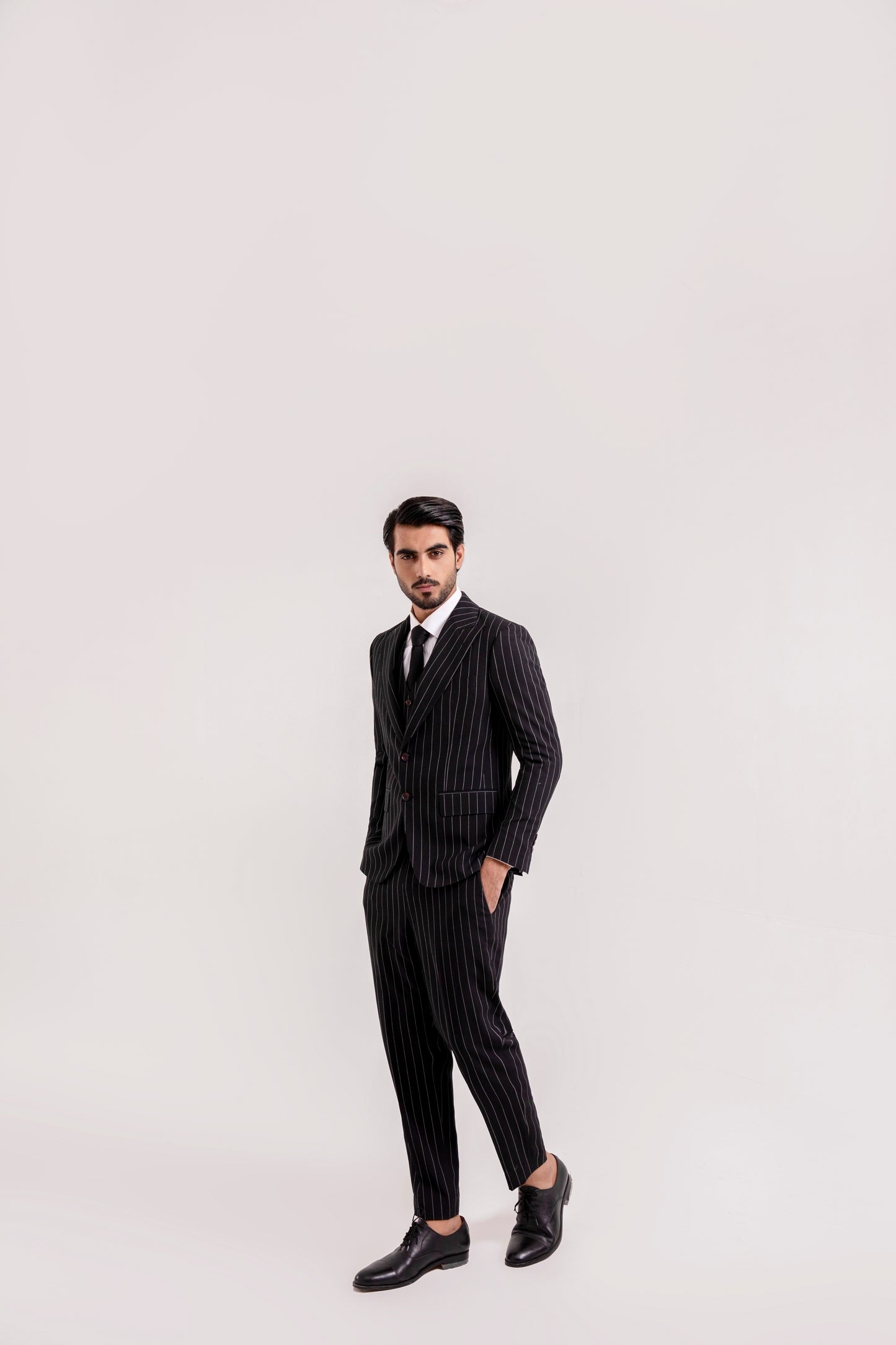 Black Bold Pinstripes- All Season 3 Piece Suit
