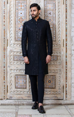 Black Sequence Embroidered Sherwani