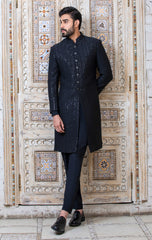 Black Sequence Embroidered Sherwani