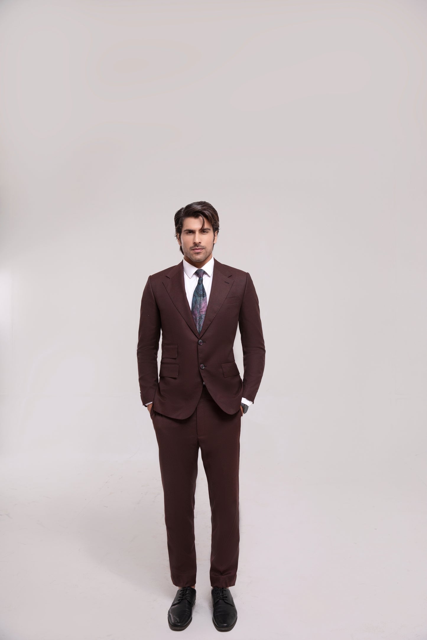 Deep-Maroon Tropical Notch Lapel 2-Piece-Suit