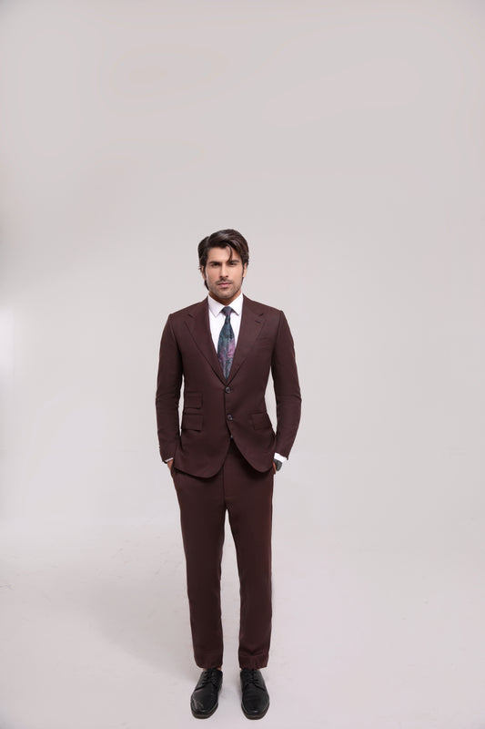 Deep-Maroon Tropical Notch Lapel 2-Piece-Suit