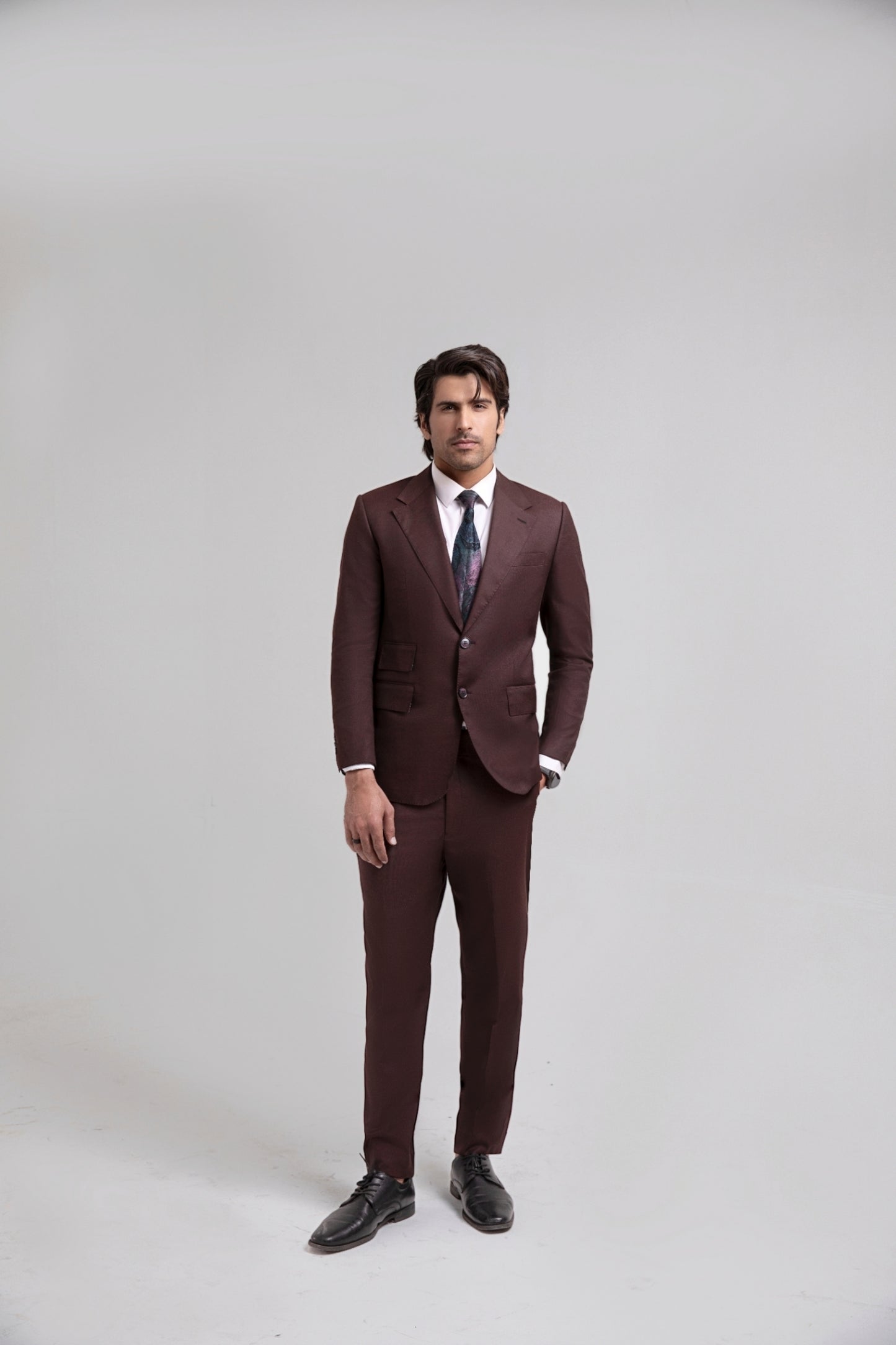 Deep-Maroon Tropical Notch Lapel 2-Piece-Suit