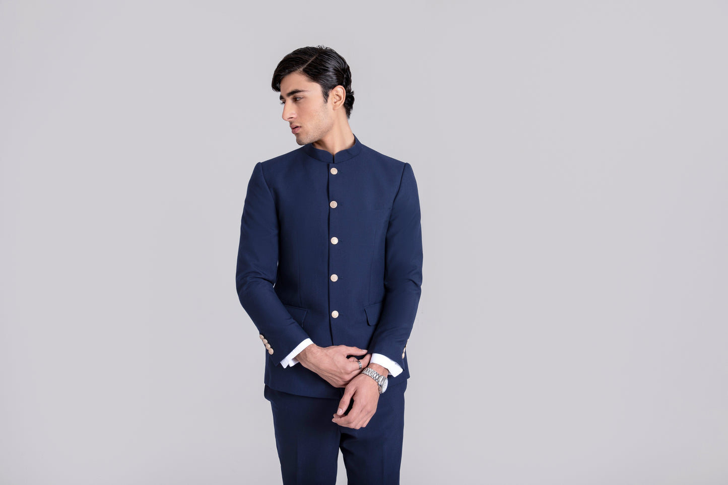 Navy Blue Prince Suit Tropical Fabric